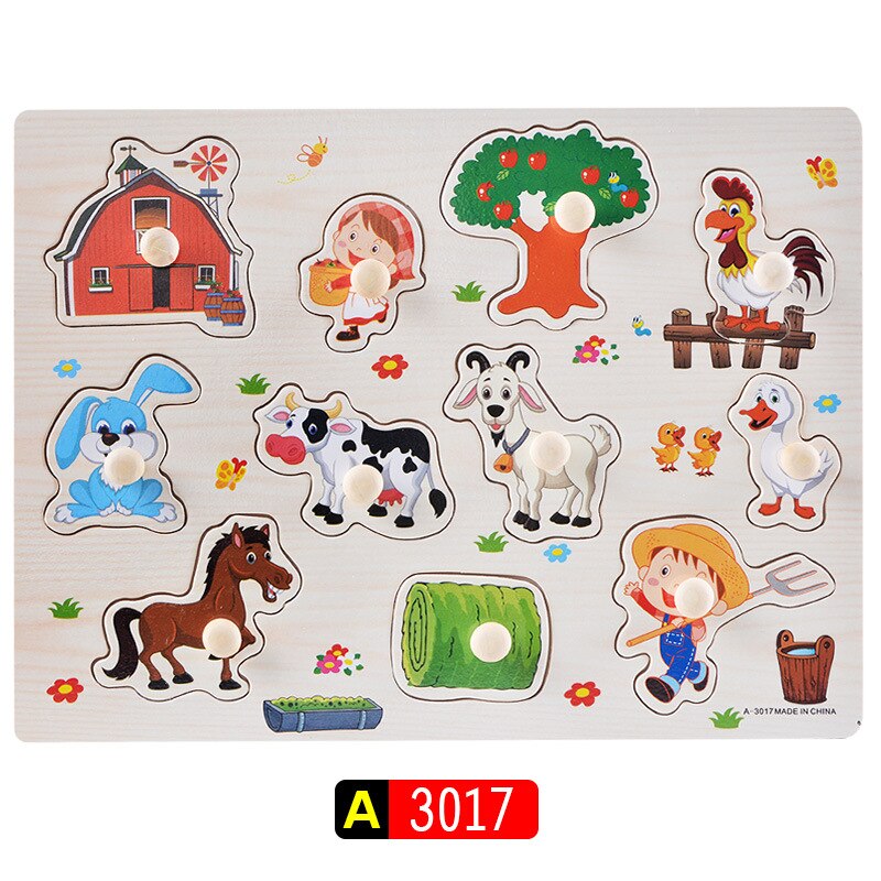 Baby Spielzeug Holz Puzzle/Hand Greifen Bord Set Vielzahl Pädagogisches Cartoon Puzzle Spielzeug für Kindergarten Kind: A3017