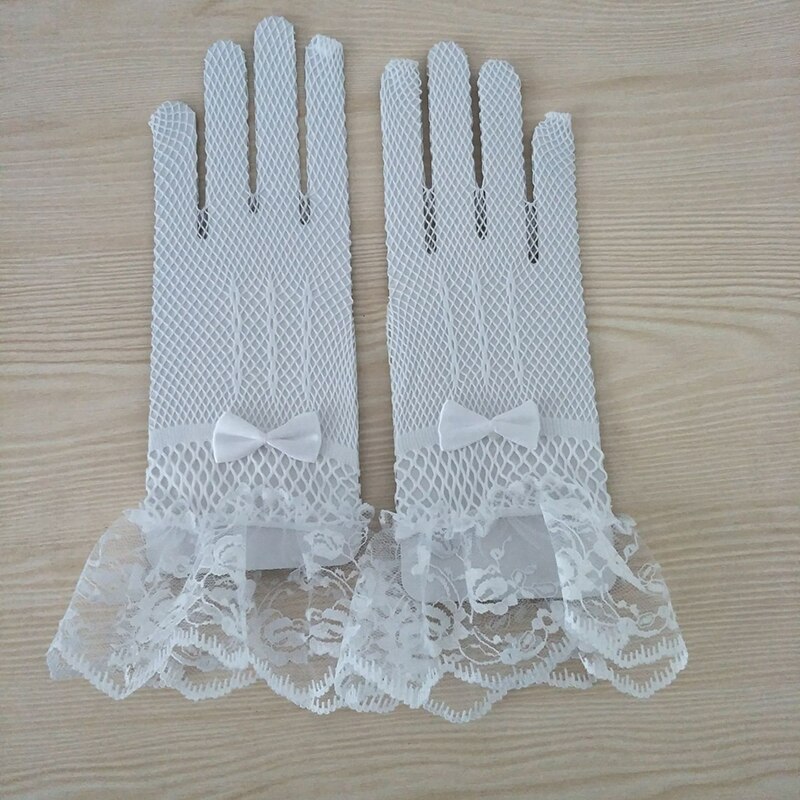 Braut Handschuhe Spitze Finger Kurz Günstige Hochzeit Zubehör Schwarz verrotten Handgelenk Länge Hochzeit Handschuhe Blume Mädchen Weiß Handschuhe