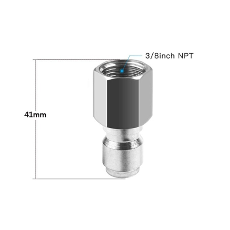 3-Piece Stainless Steel High Pressure Washer Adapter Kit NPT3/8 for 4500-7500PSI High Pressure Washer Nozzles
