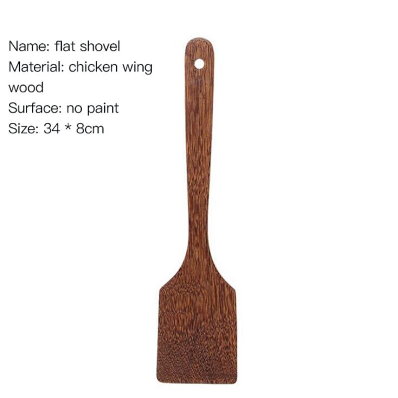 Natuurlijke Houten Servies Lepel Pollepel Turner Lange Rijst Vergiet Soep Skimmer Koken Lepels Scoop Keuken Tool Set: 06