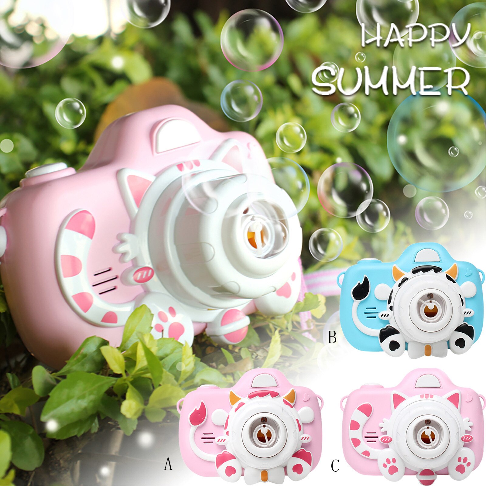 Children's Bubble Camera Toy Cat Cute Cow Bubble Machine Bubble Blowing Toy Funnuy Summer Outdoor Toys Kids Game Toys L3