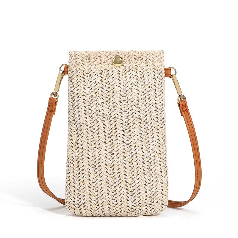 gewebte Stroh Damen Crossbody Umhängetasche Sommer Böhmen Strand Rattan Schulter Pack Kleine Feste praktisch Geldbörse tote Tasche: 04