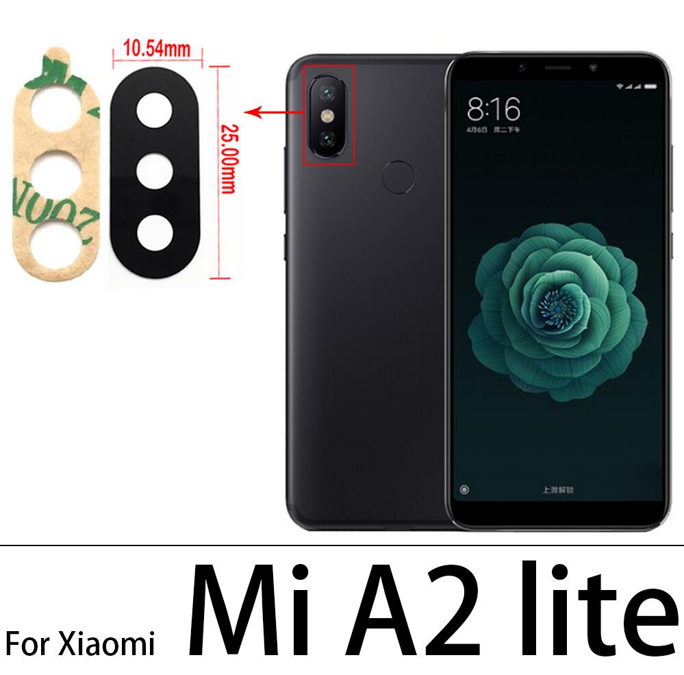 2 uds, lente de cristal de cámara trasera Mi A3 con cinta adhesiva para Xiaomi Redmi 6 Pro / Mi A2 lite A1, piezas de repuesto