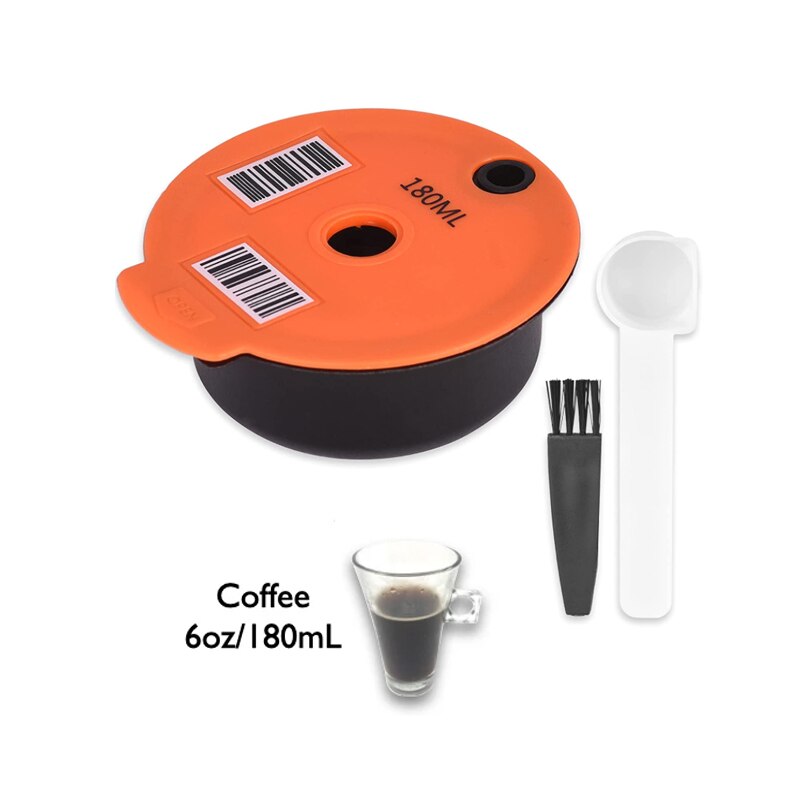 Reusable Coffee Capsule Pods Coffee Capsule Pod Silicone Lid Compatible with Bosch Happy Suny Vivy Tassimo 60/180ml: 180ML
