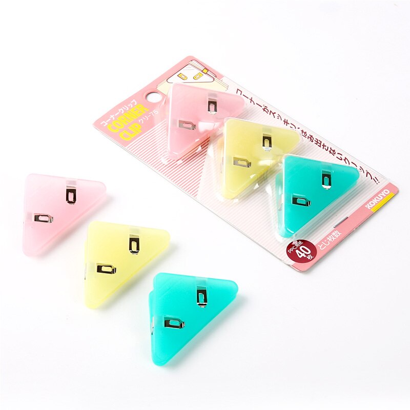 3 Colors /package Japan Kokubu Color Triangle Clip Stationery Corner Folder Package Folder for Easy Reading School Supplies