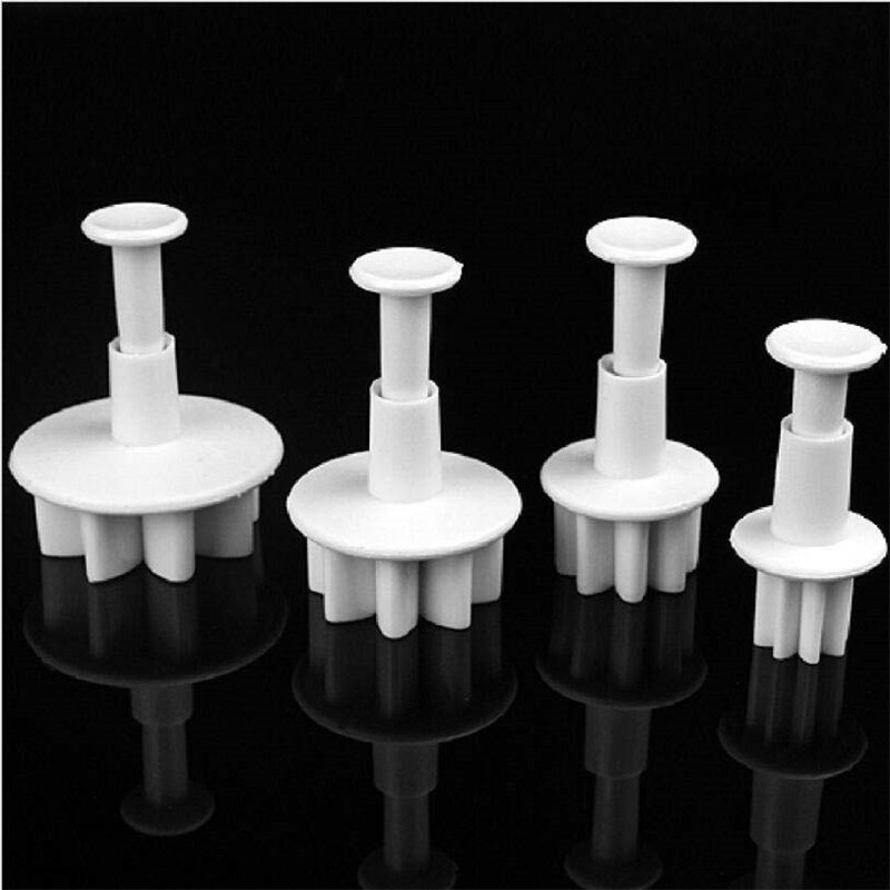 4 Stuks Bloem Plum Plunger Fondant Mold Cutter Cake Cookie Decorating Fondant Cookie Cutter Decorating Gereedschap Bakken Accessoires