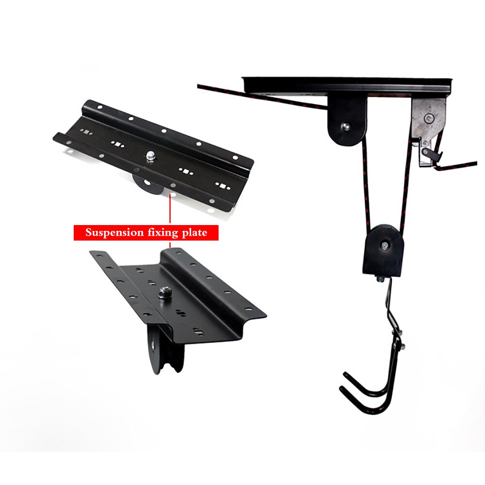 Strong Bike Bicycle Lift Ceiling Mounted Hoist Storage Garage Hanger Pulley Rack MetalLift Assemblies Pulley RackUniversal Black