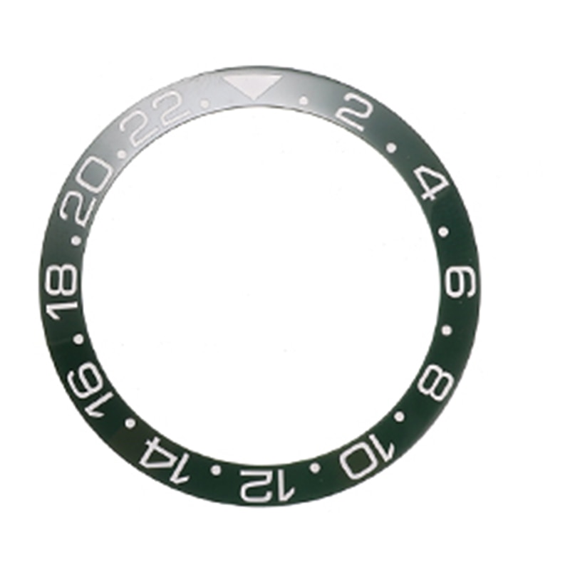 38mm Ceramic Bezel Watch Face Bezel Insert Fit 40mm Automatic Movement Watch Replacement Accessories: Green White