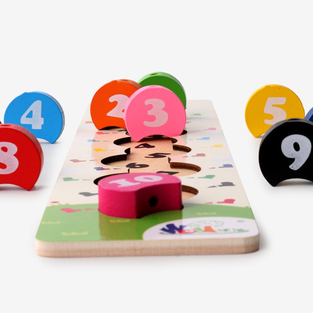 Wooden Cartoon Caterpillars Threading Beads Number Counting Kids Education Toys Help children develop hand-eye co-ordination