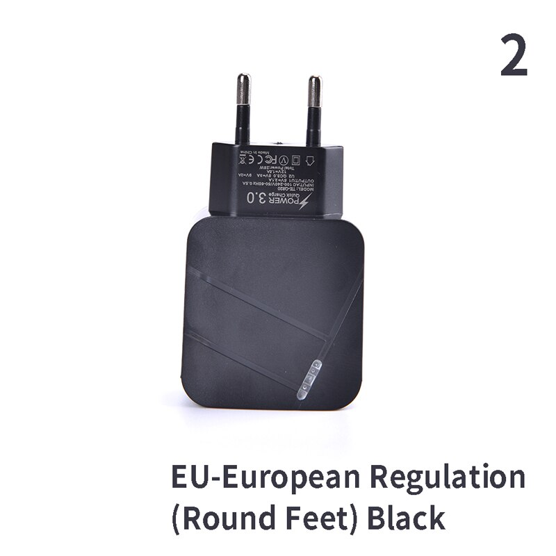 Dual USB Qc3.0 3a Usb+2.4a Usb Multi-Port Fast Charging Mobile Phone Charger Dual-Port US/EU Standard Fast Charging: EU BLACK
