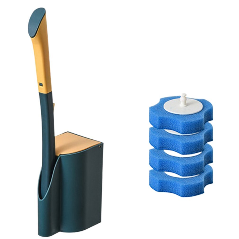 Escobilla limpieza inodoro desechable para baño, mango largo sin ángulo muerto, cepillo de limpieza del hogar, artefacto de limpieza desechable: blue