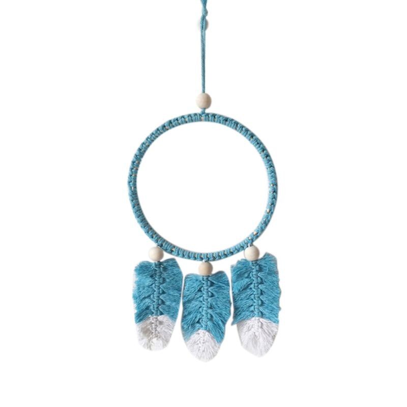 Atrapasueños nórdico hecho a mano de cuerda de algodón tejido, juguete atrapasueños de felpa, juguete decorativo para colgar en la pared para dormitorio de niños y niñas