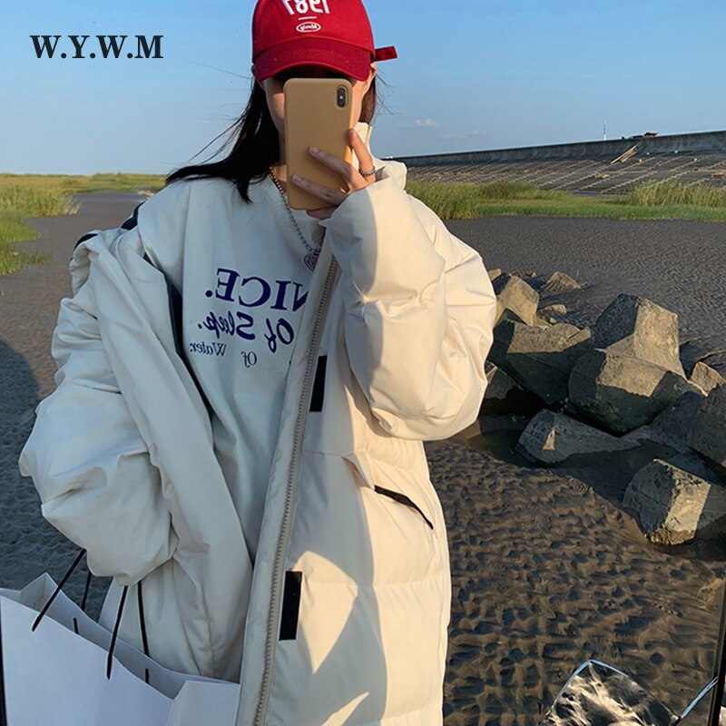 WYWM – veste longue chaude pour femme, Streetwear ample et épais, coupe-vent, parka en coton, longueur aux genoux, collection hiver