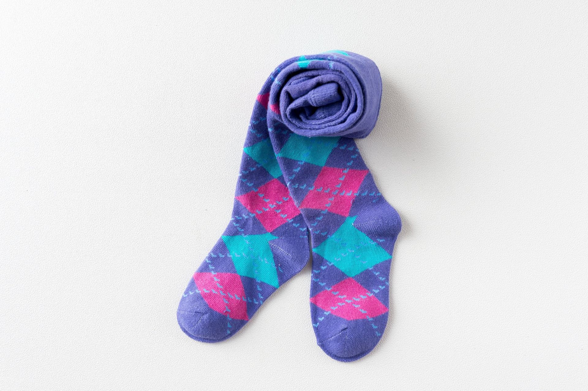 YWHUANSEN Children's Tights Rhombus Pattern Stockings For Girls Boy Cotton Pantyhose Kids Patterned Collant Enfant: 3 / 7 to 9 Yrs