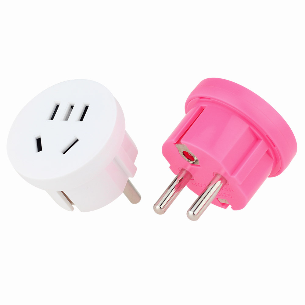 Mini unversal europæisk stikadapter us au cn til eu stik usa aus vægoplader stik adapter konverter 2 runde ben  ac 100v-250v