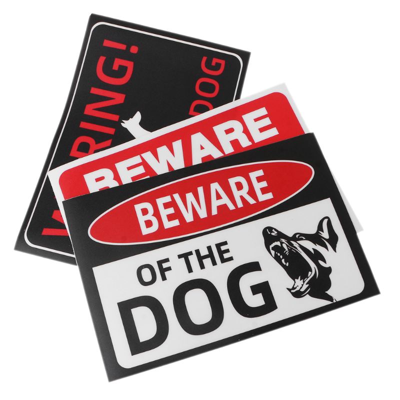 Binnen- en buitenstickers met waarschuwingsbord voor honden, pas op voor honden, hekken en stickers