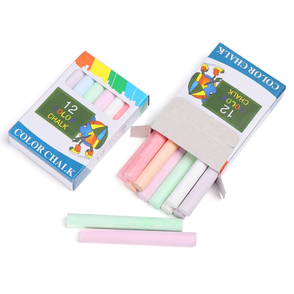 12Pcs/Box Colourful Kids Dust-free Chalks Drawing Pen Graffiti Chalk Kids School Supplies Educational Accessories