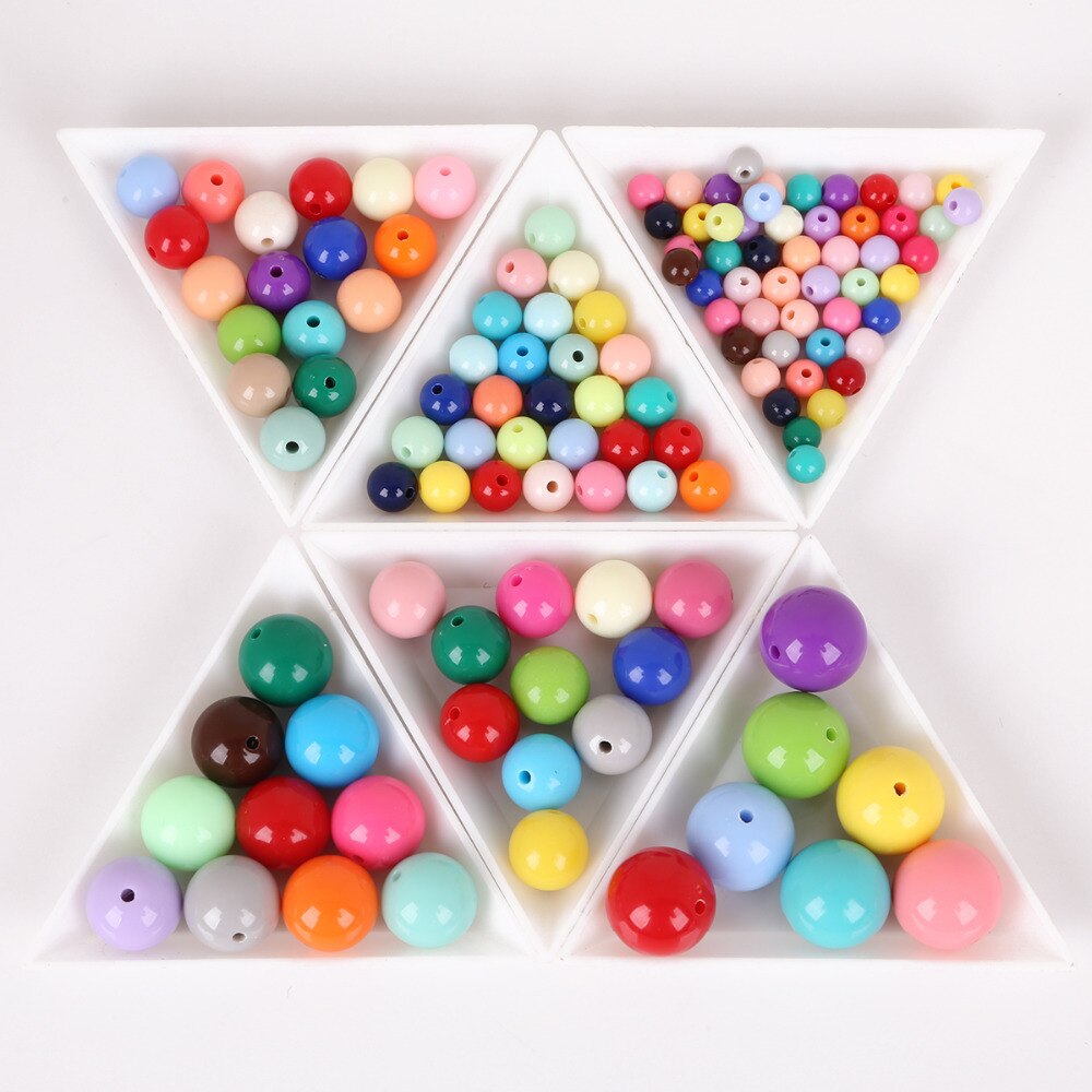 ! 6mm-16mm Diameter Mixed Color Shiny Plastic Acrylic Loose Spacer DIY Round Ball Beads for Jewelry Findings Making