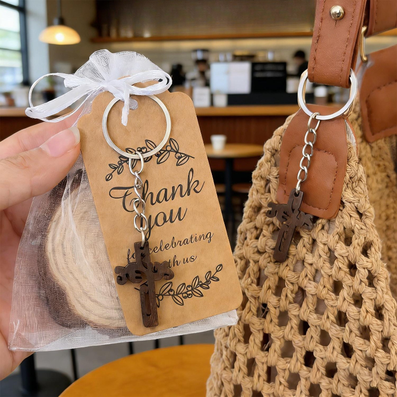 Kerstmis houten kruisje charme mini houten kruis stressverlichting hangend spiritueel religieus Bijbelvers dankjewel cadeaus
