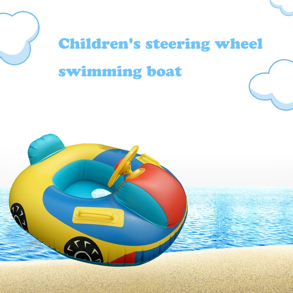 Oppustelige børn rat svømmesæde med 2 huller svømning træner ring svømmer pool båd legetøj til 3 ~ 5 år gamle babyer