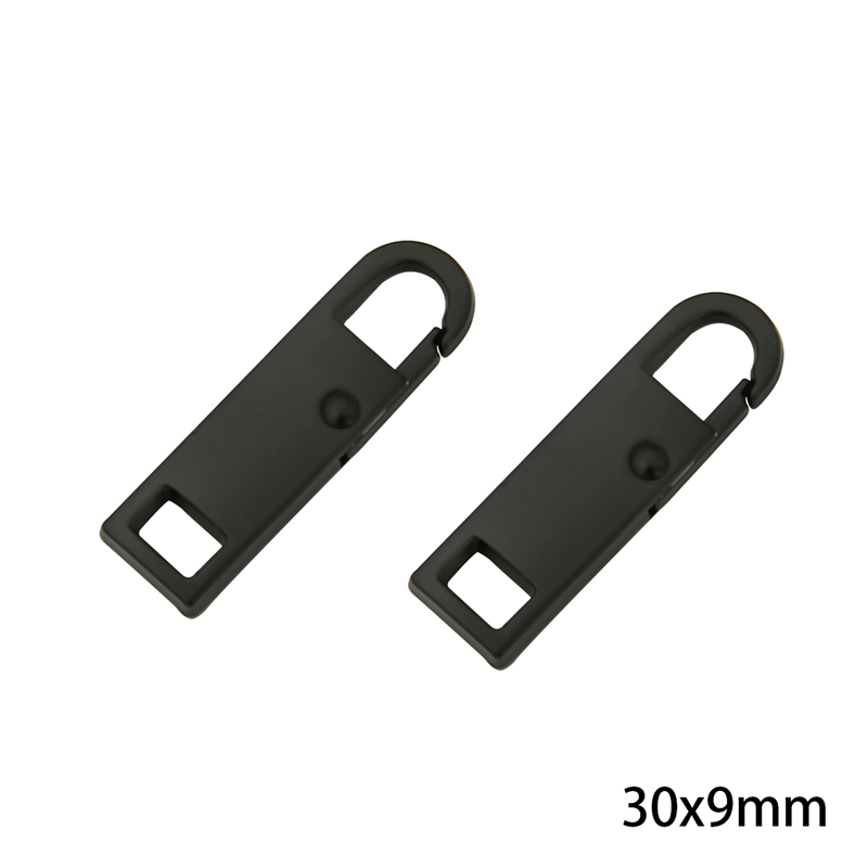 Kit de réparation de fermeture éclair en métal noir, 2 pièces, fermeture éclair éclair, extracteur pour curseur de fermeture éclair, bricolage, couture artisanale: 30x9mm Black