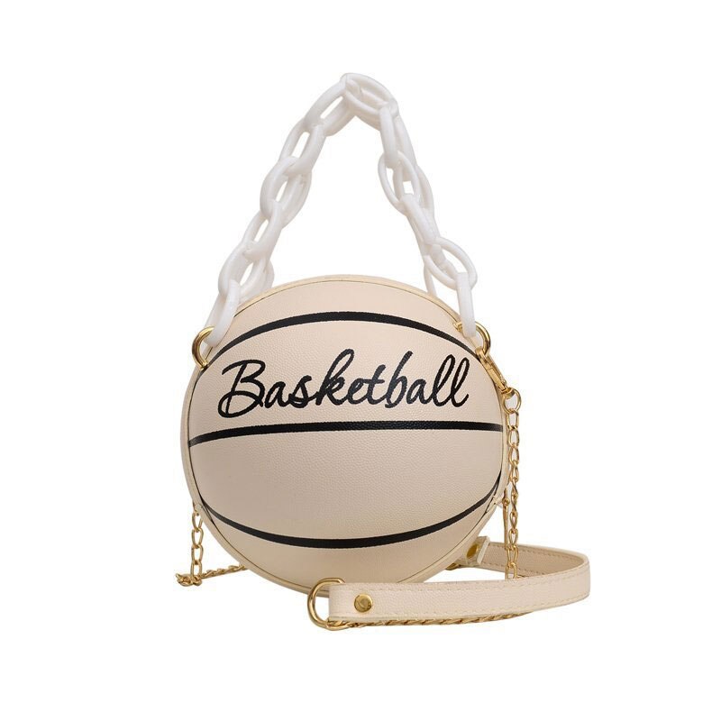 Borse a sfera Y2k per adolescenti borse a tracolla da donna borse a tracolla a catena a tracolla borsa da basket rosa in pelle femminile di personalità: Beige