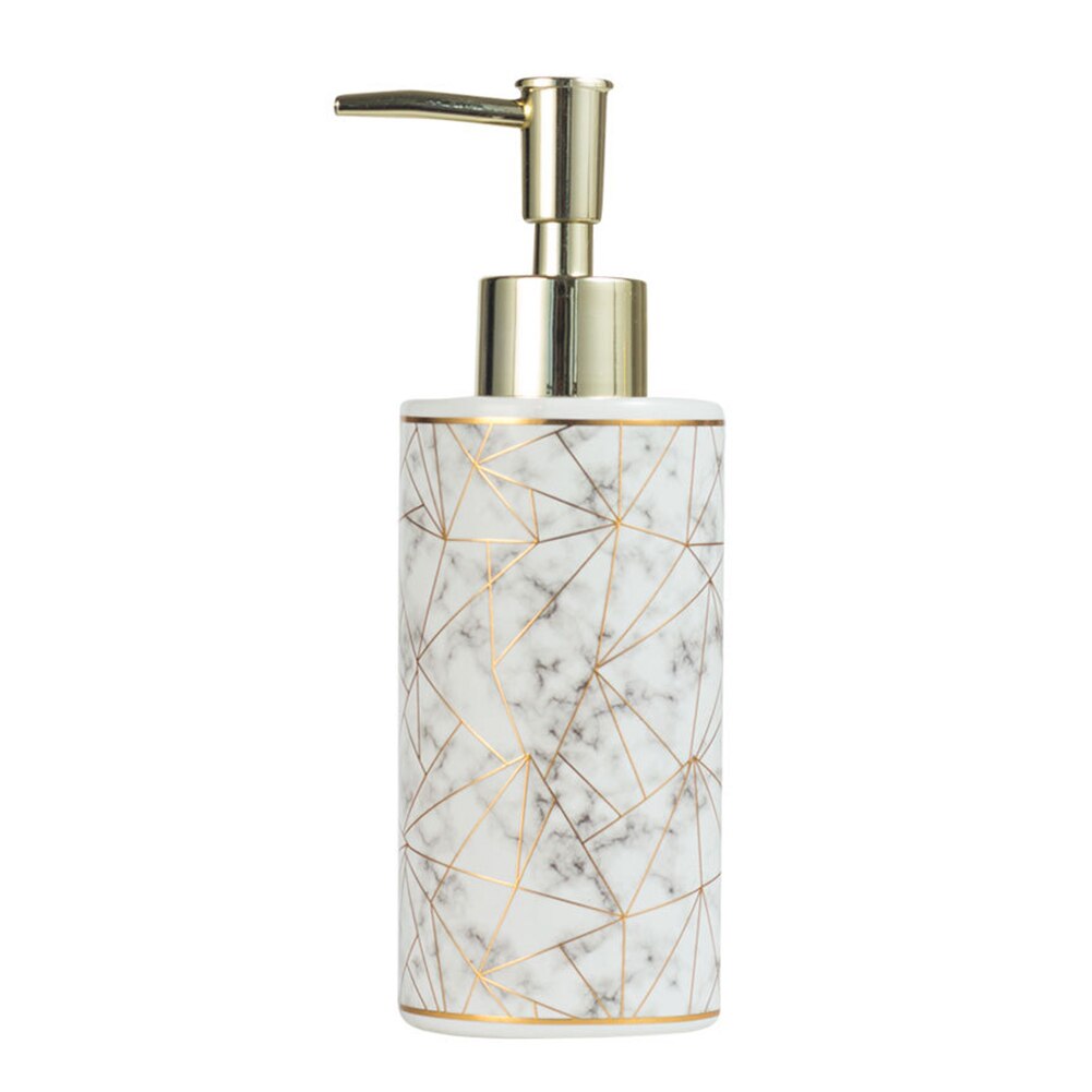 300ml snygga marmor keramiska lotion schampo flytande tvål dispenser pumpflaska tom påfyllningsbar flaska kosmetiska behållare: Vit