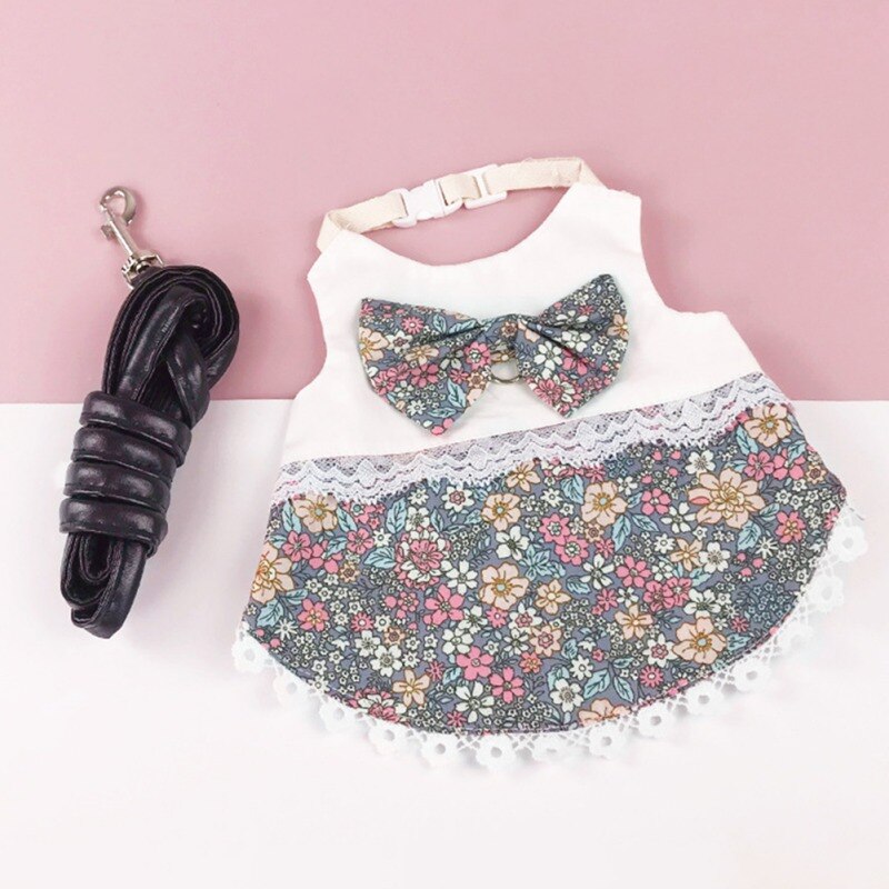 Bunny Rabbit Clothes Cute Floral Small Animal Harness Leash Set Chinchilla Ferret Hamster Costume Outfits Mini Dog Vest Clothes