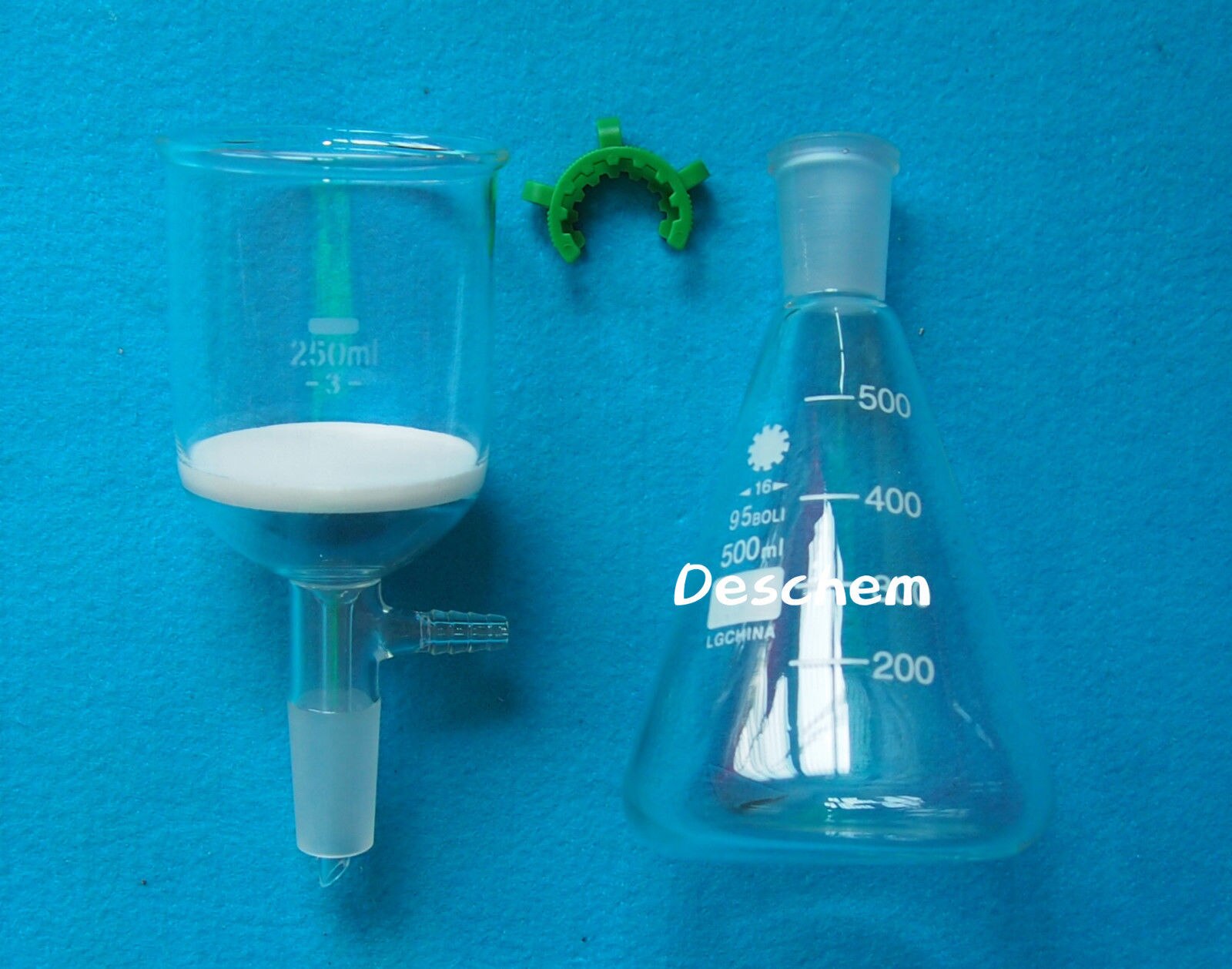 500 ml, 24/40, dispositivo de filtración de succión, embudo de Buchner de 250 ml, matraz de laboratorio