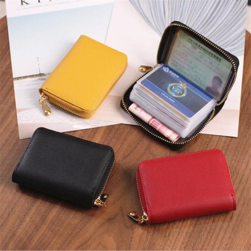 Vrouwen/Mannen Visitekaarthouder Wallet Case Rood/Zwart/Grijs/Geel/Blauw/Paars Credit kaarthouder Case 26 Bits Rits Card Wallet