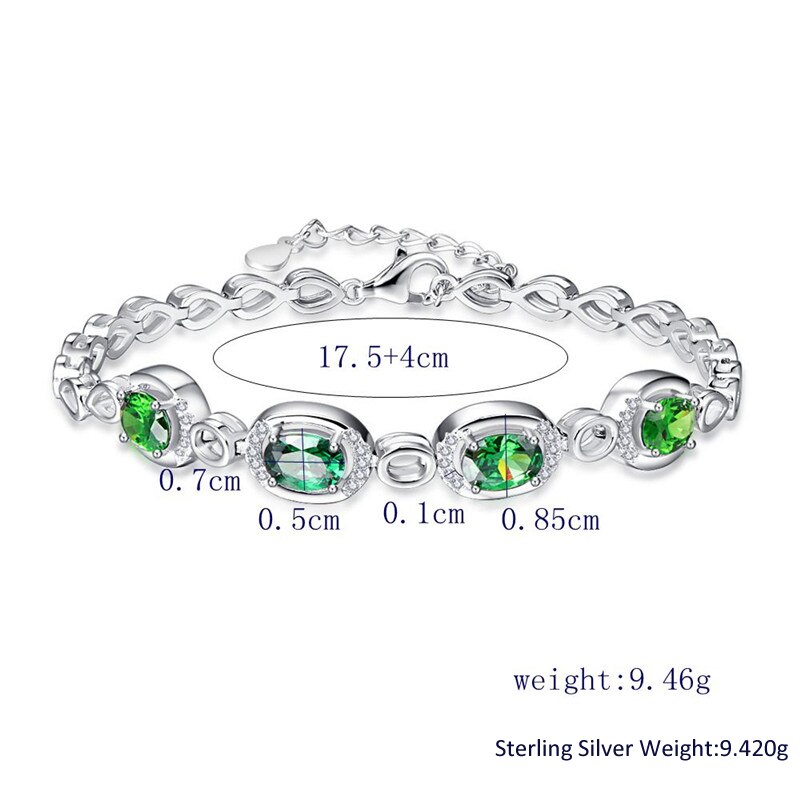 JQUEEN Nano Russische Emerald Bedelarmband Water Shape 925 Sterling Zilveren Armbanden Bruiloft Sieraden Armbanden Voor Vrouwen