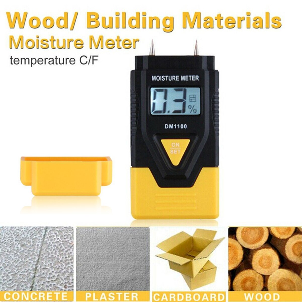 3-In-1 Digital LCD Damp Moisture Meter Tester For Wood Timber Plaster Logs Thermometer