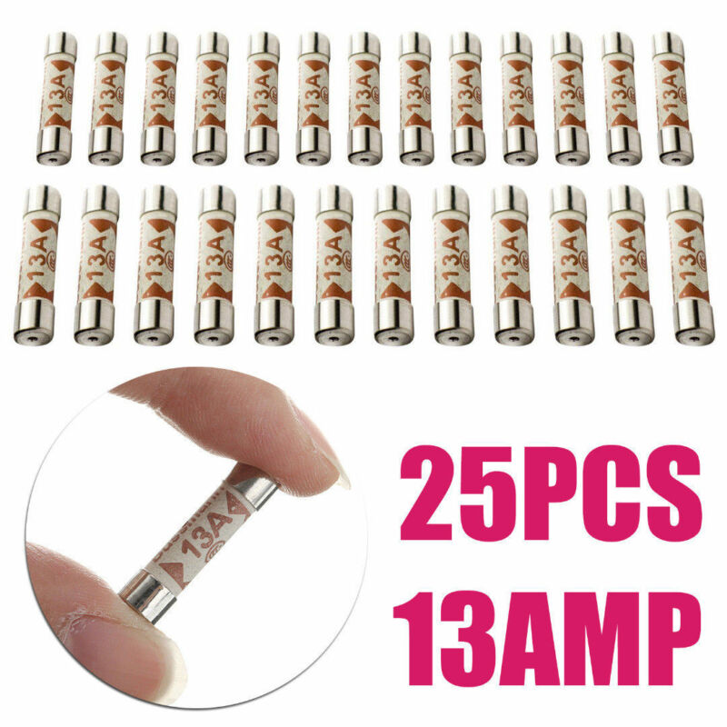 25Pcs 13A Domestic Fuses Plug Top Household UK Mains 13amp Plug Cartridge Fuse