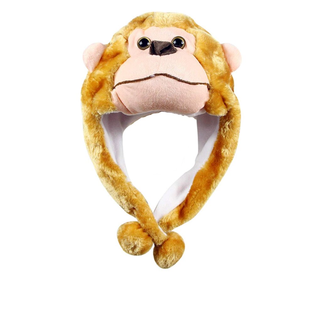 Cartoon Plush Animal Fuzzy Beanie Warm Hat Winter Adult Women Mens Children Cosplay Costume: monkey