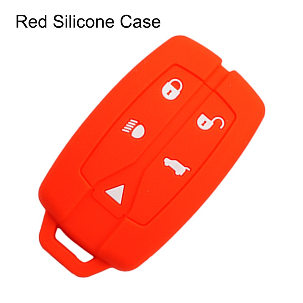 OkeyTech for Land Rover Freelander 2 Discovery Remote Smart Car Key Fob Replacement Key Case Shell 5 Button Uncut Blade No Logo: Red Sillicon Case