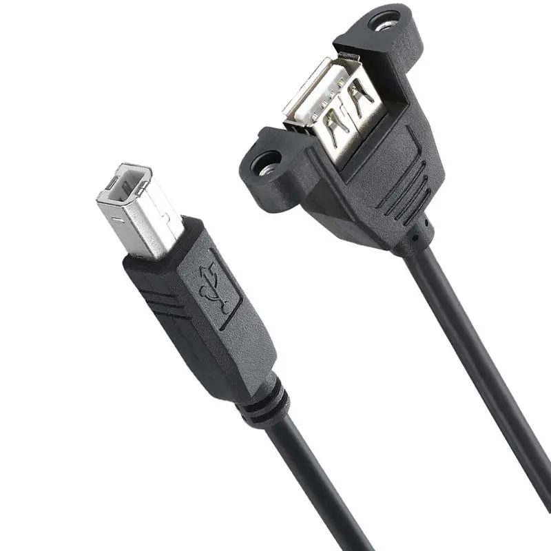 Usb 2.0 Afdrukken Datakabel Met Oren, B Man Naar Een Vrouw, Met Schroefgaten Die Kunnen Worden Bevestigd, Usb Vrouw Naar Mannelijke Printkabel