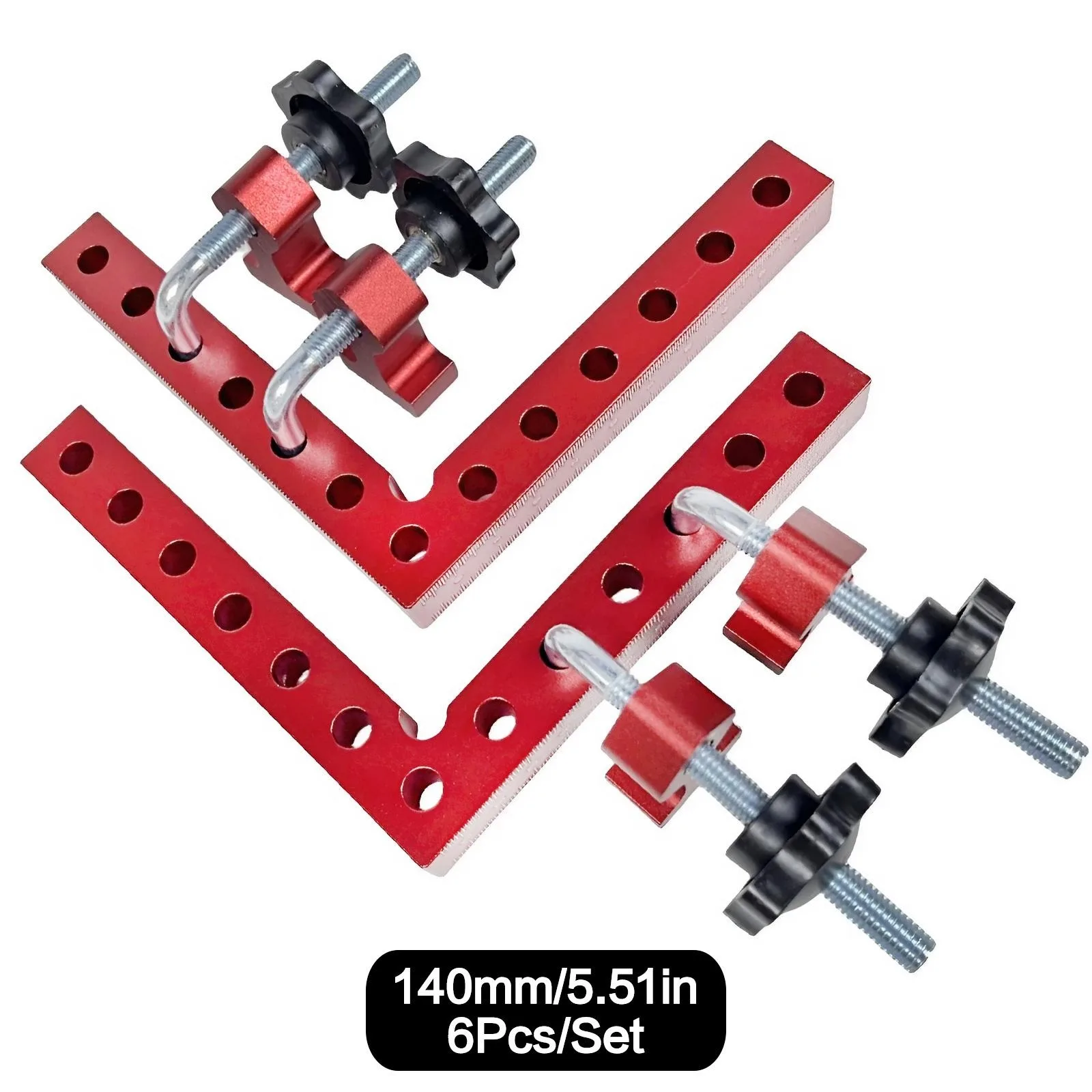 6 st höghållfasta träbearbetningsklämmor i aluminiumlegering, 90 graders rätvinkel, gör-det-själv-träskarvning, hemprojekt: Grön, lila