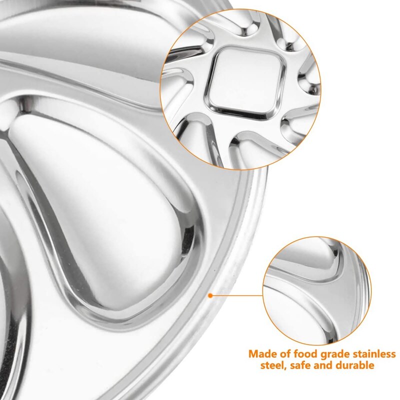 4PCS Oyster Plate Stainless Steel Oyster Plates Shell Shaped Durable Oyster Container With 8 Slots For Oyster Sauce