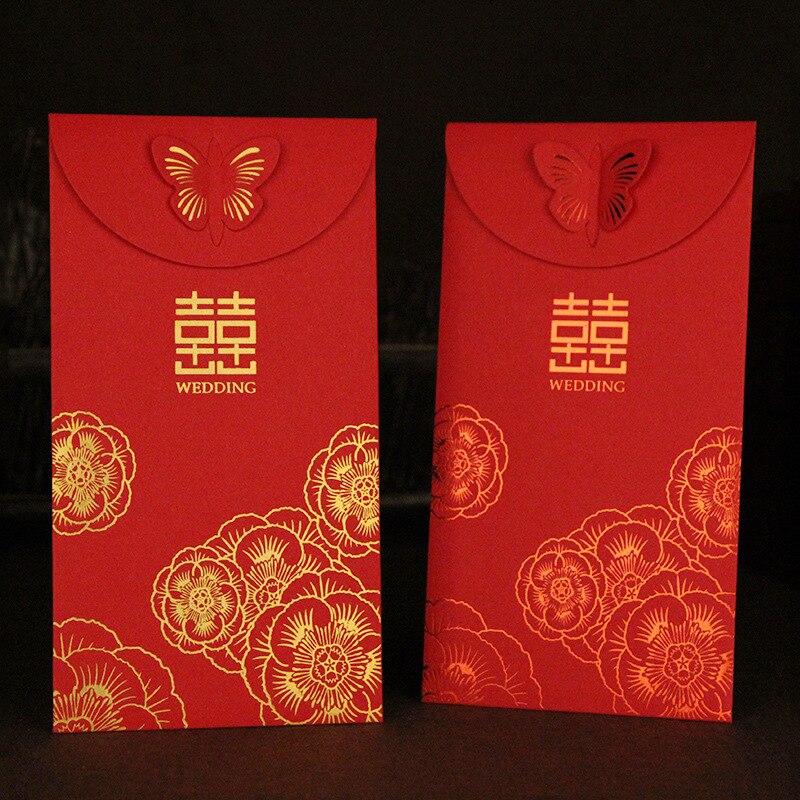 10Pcs Chinese Stijl Rode Envelop Senior Bruiloft Rode Envelop Creatieve Hongbao Rode Envelop Rode Zak Bruiloft Zegen Pakket