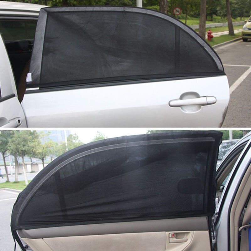 2Pcs Verstelbare Car Window Zonwering Uv-bescherming Shield Mesh Cover Visor Zonneschermen Zwart Zonnescherm Folie Zonneschermen