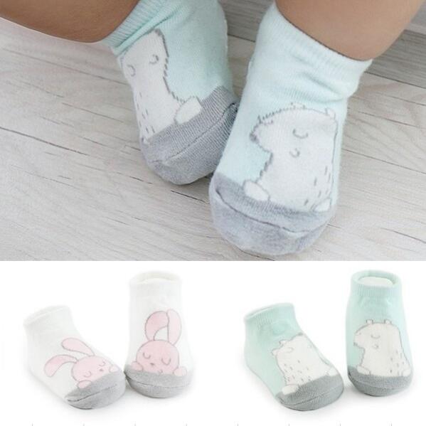 1 paar Mooie Ademend Leuke Dieren Zachte Baby Peuters Sokken antislip 6-24 maanden Cartoon Konijn jongens Meisjes Katoen