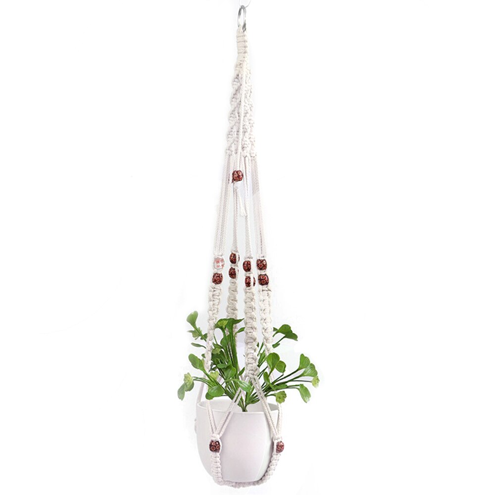 Hemp Rope Flower Pots Planter House Hanging Rope Basket DIY Braided Hanger Pot Garden Horticultural Greening: Ivory