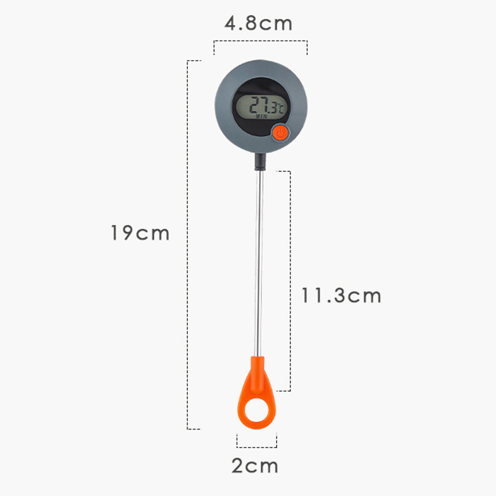 Digitales Lebensmittelthermometer, Grill, Kochen, Fleisch, Messthermometer, Heißwasserthermometer mit Sonde, Küchenwerkzeug: Braun