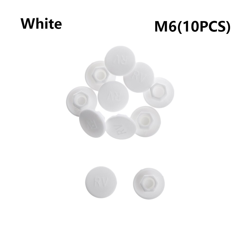 10Pcs M5/M6 Schroef Cap Hexagon Bolt Cover Fiets Stuurpen Beschermende Gadget Stofdicht Fiets Accessoires Outdoor Fietsen: M6 - white