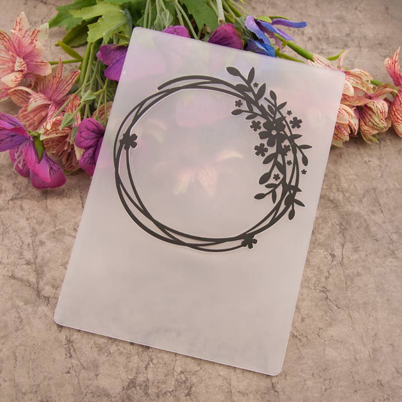 Plastic Embossing Folder Template DIY Scrapbook Photo Album Card Wreath Crafts
