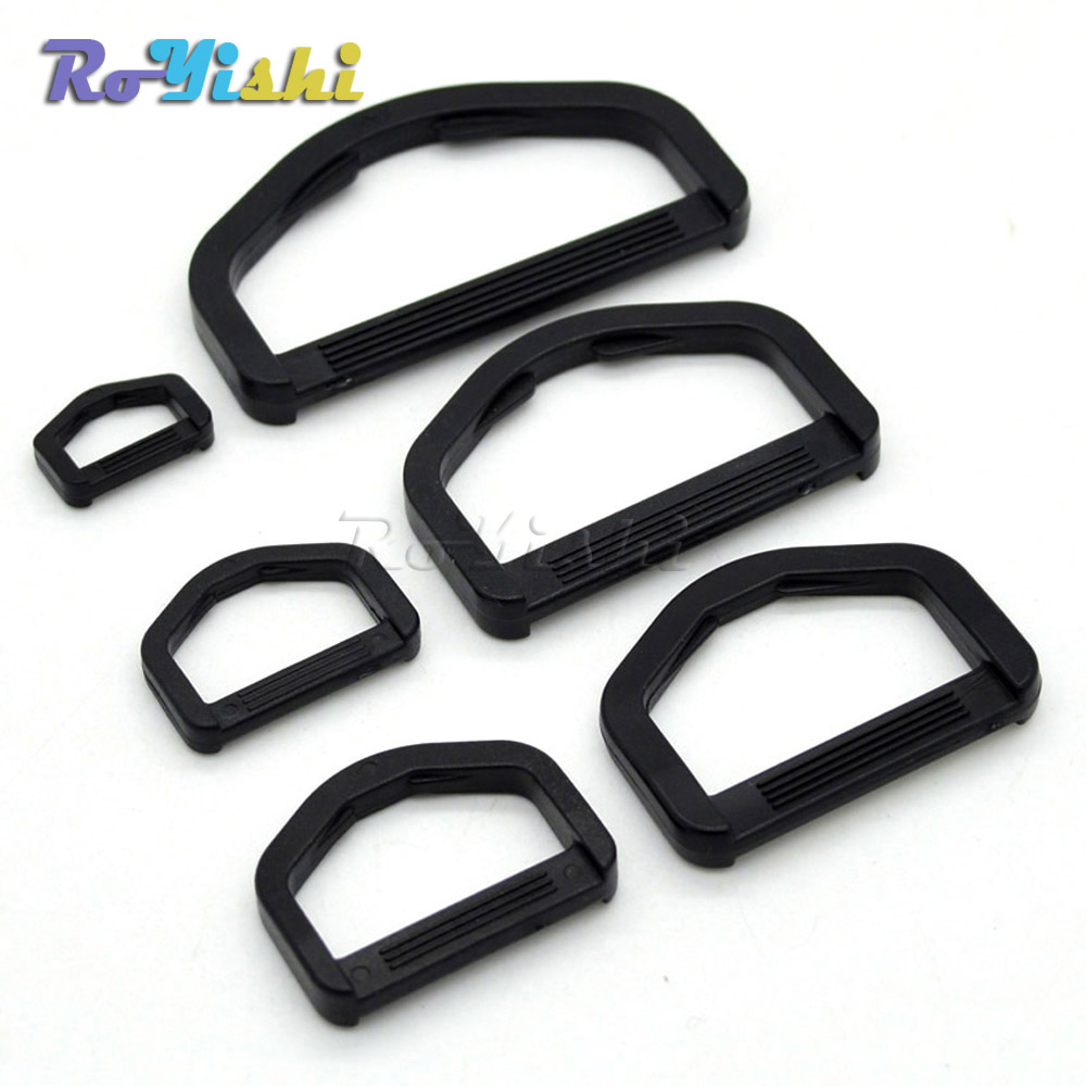 10pcs/pack Plastic D-Ring Webbing Strapping Leather Bag Shirt Craft Black