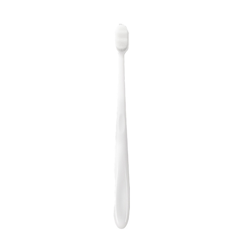 Brosse à dents Ultra-fine, douce, à millions de poils, pour adultes et enfants, nettoyage en profondeur, Portable, voyage, soins buccaux, 1 pièce: white