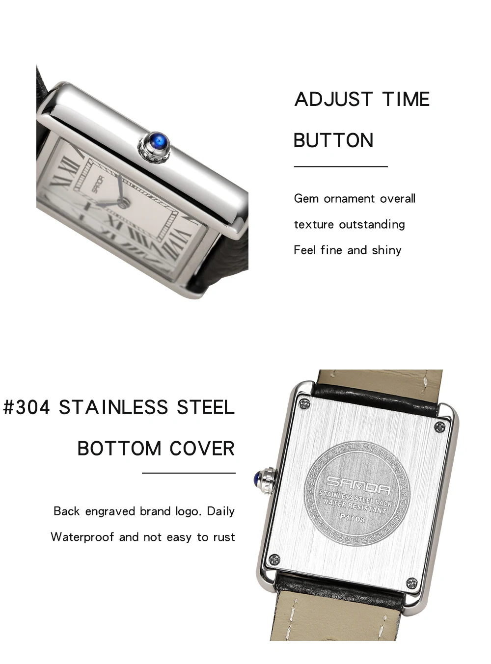 Sanda 1108 Roman Scale Couple Quartz Watch Belt Fashionable Trend Waterproof Simple Quartz Men's and Women's Watch