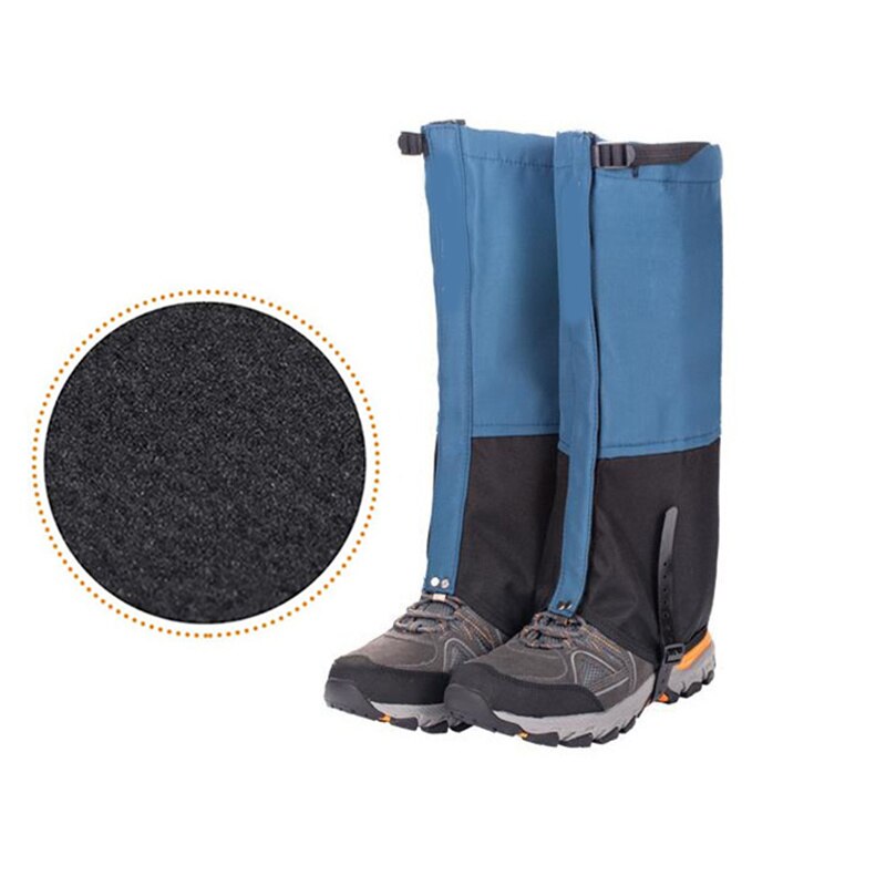 Polainas de piernas impermeables, forro polar, protector de pie de calentamiento ajustable, transpirable, botas de nieve para senderismo y escalada, novedad: blue XL