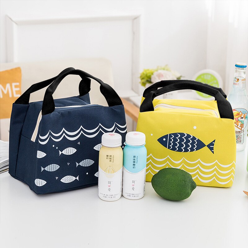 Bolsas de aislamiento para alimentos de bebé, calentador portátil con patrón de pescado, impermeable, con cremallera, bolso térmico CL5289